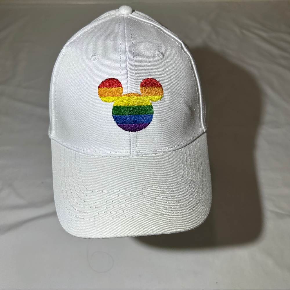 Disney Pride Collection Hat White Rainbow Adult Snapback Cap One Size NE…